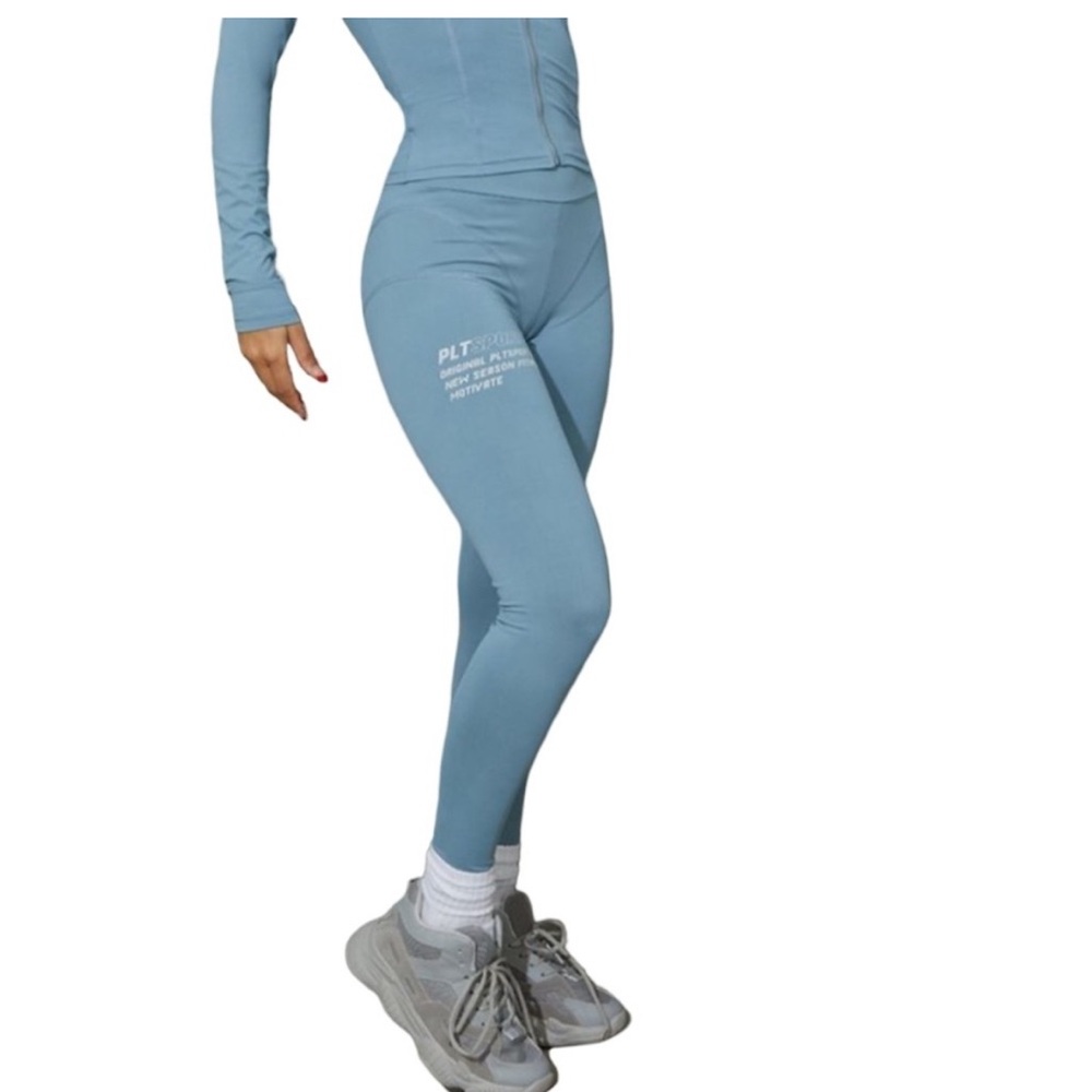 PrettyLittleThing Steel Blue Stitch Detail Gym Leggings
